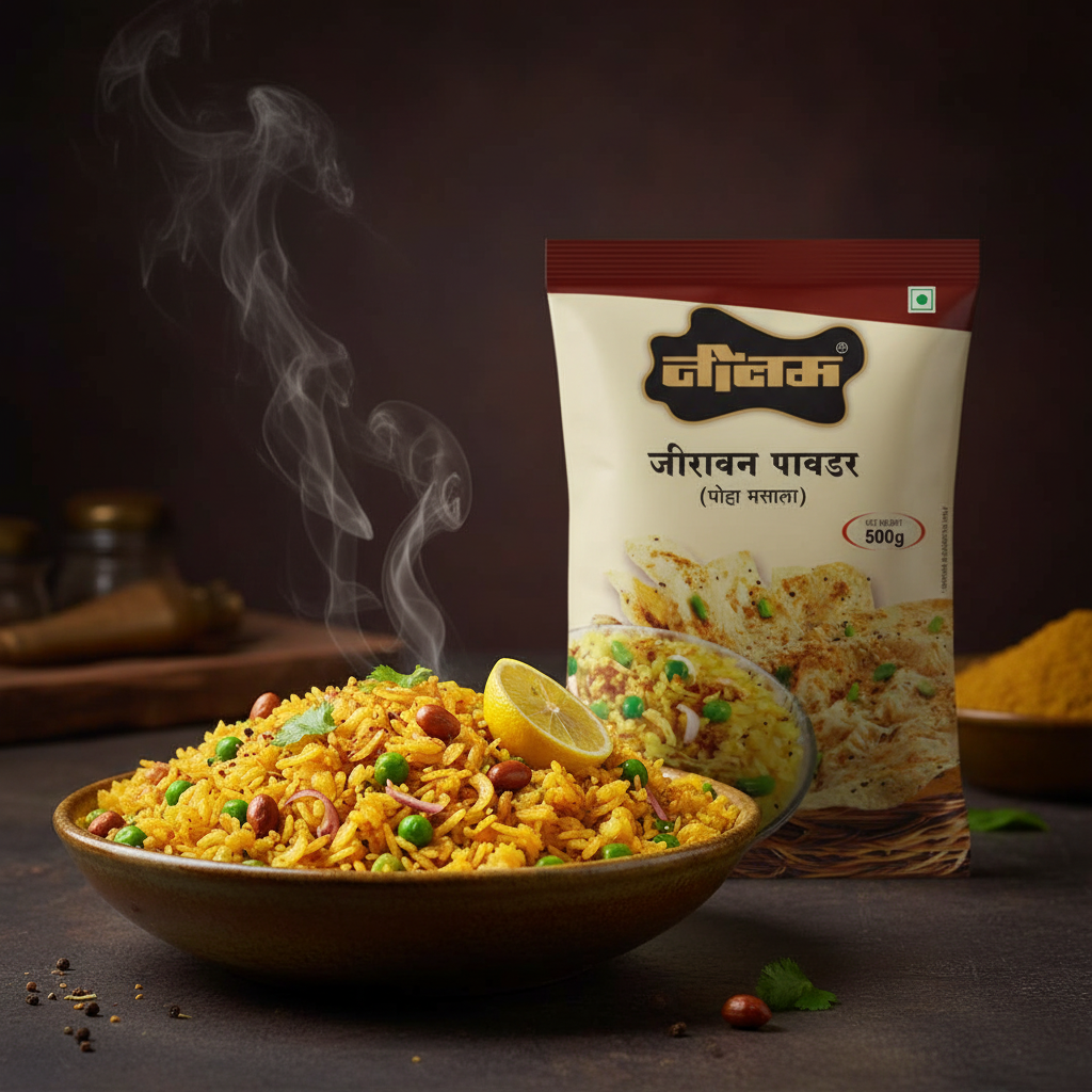 Neelam Jeeravan Powder with poha dish